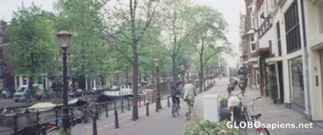 Postcard Typical Street by Canals, Amsterdam