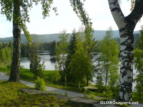 Postcard Numedalslågen, viewed from Svene church