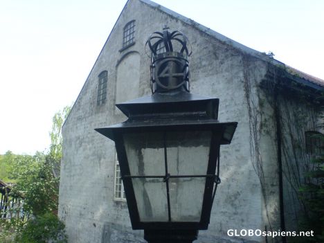 Postcard Lampost with Christian IV symbol