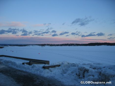 Postcard frozen sea in winter