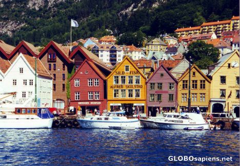 Postcard Bergen (NO) - wooden houses at the waterfront
