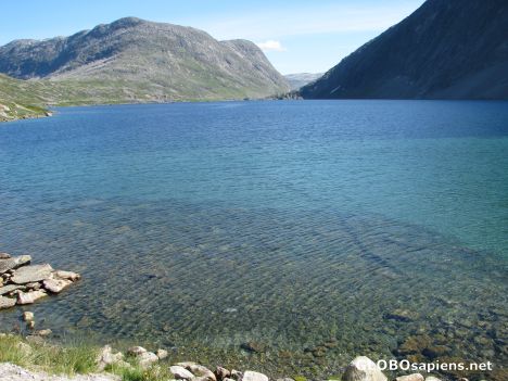Postcard The lake at the road from Geiranger to Dalsnibba