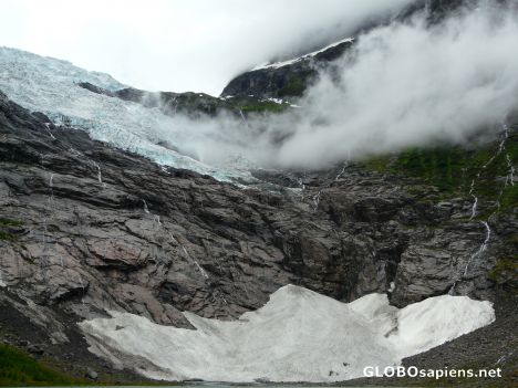 Postcard Glacier behind the clouds