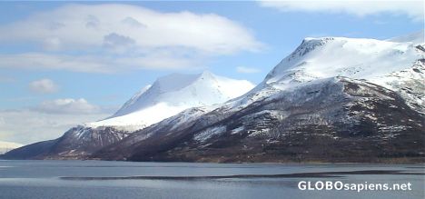 Postcard Malangen snowy peaks
