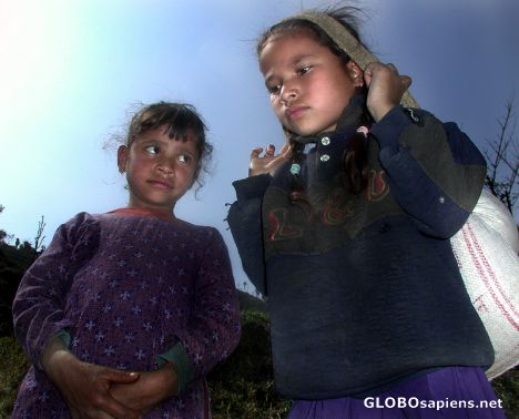 Postcard A young girl is carrying a load.
