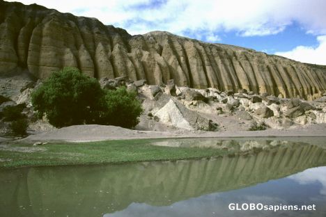 Postcard Eroded rock formation between Tetang and Gnyu La