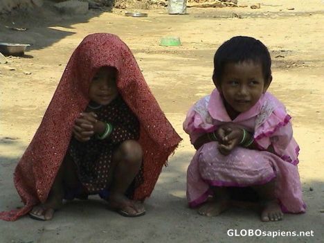 Postcard Nepalese twins