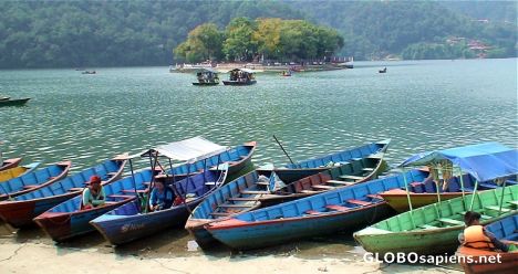 Postcard Boats of Fewa Lake