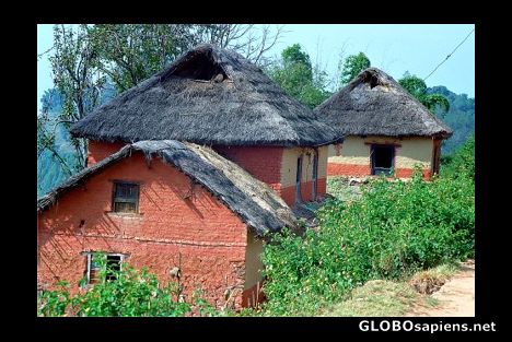 Postcard Mud brick houses, Nepal