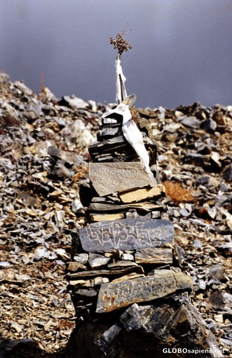 Postcard tower of prayer stones