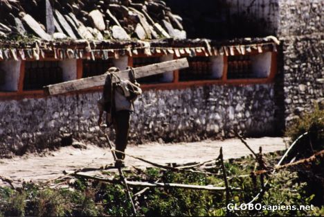 Postcard Beam transport, this Man climbed 1000 meter!