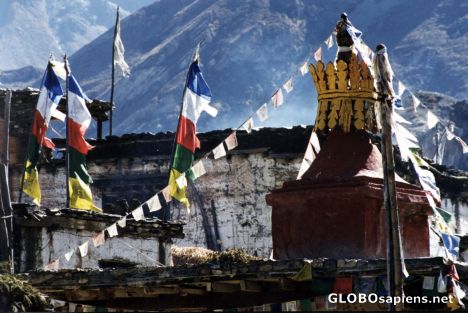 Postcard Roofs with Prayerflags in Jharkot