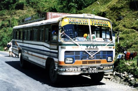 Postcard The bus that took us to Birethani