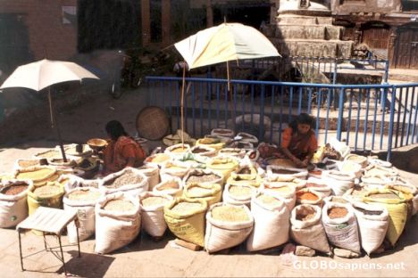 Postcard Grain market in Kathmandu Nepal