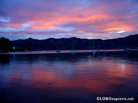 Postcard Akaroa - sunset