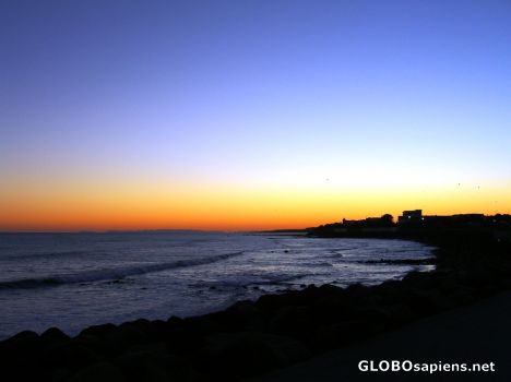 Postcard sunrise over new plymouth city