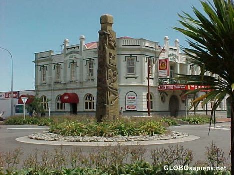 Postcard Maori Carving, Main Street, Opotiki