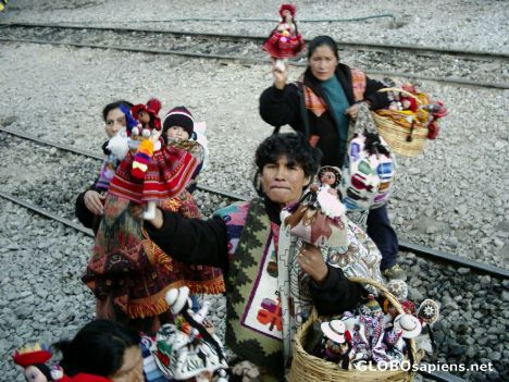 Postcard Local ladies selling blankets