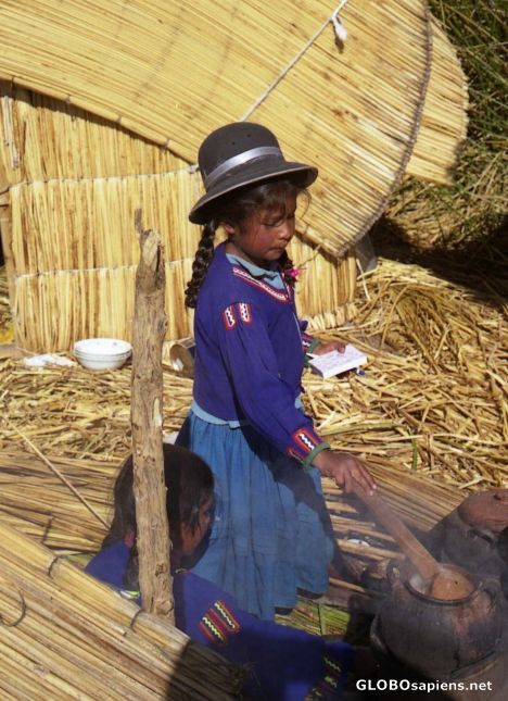 Postcard Local children cooking