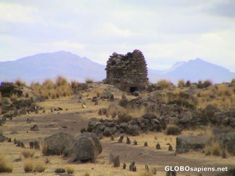 Postcard Chulpa tombs at Sillustani