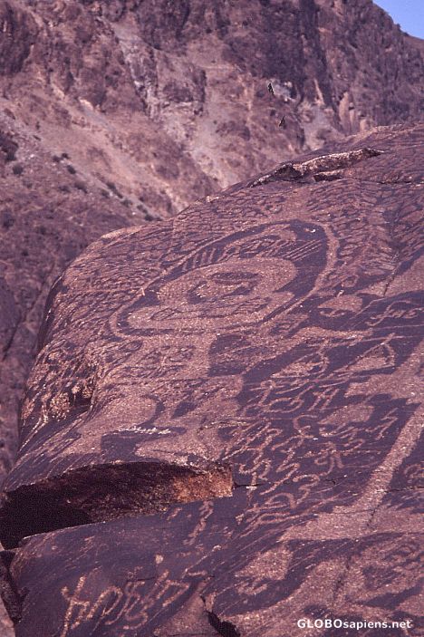 Postcard Pakistan 2008, Gilgit, Petroglyphs