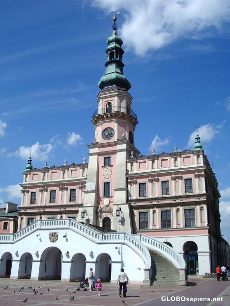 Postcard Town hall in Zamosc