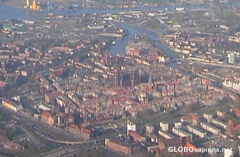 Postcard Old Gdansk from the air