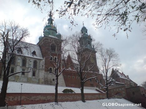 Postcard Krakow Parkland and church