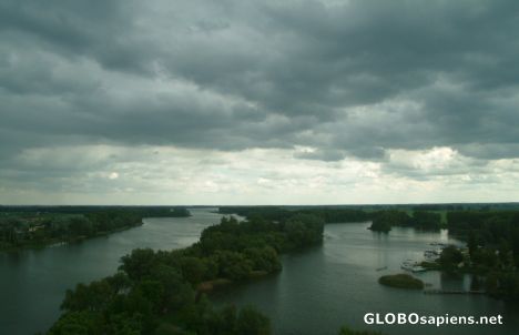 Postcard Gopło - view from the Mouse Tower of Kruszwic