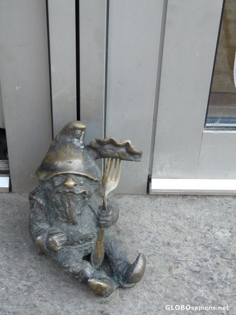 Postcard A dwarf with a dumpling