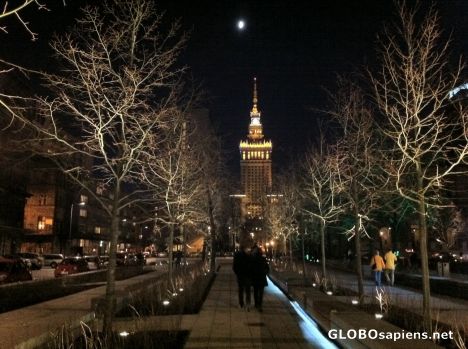 Postcard Warszawa (PL) - Plac Grzybowski after sunset