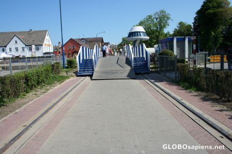 Postcard The extensible bridge in Darlowko