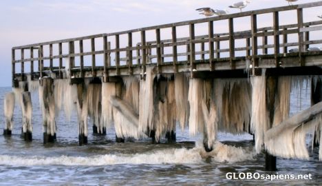 Postcard Icy pier
