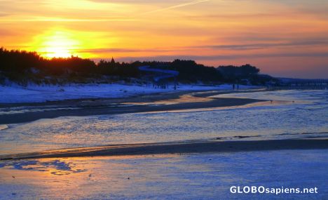 Postcard Baltic Sea winter sunset