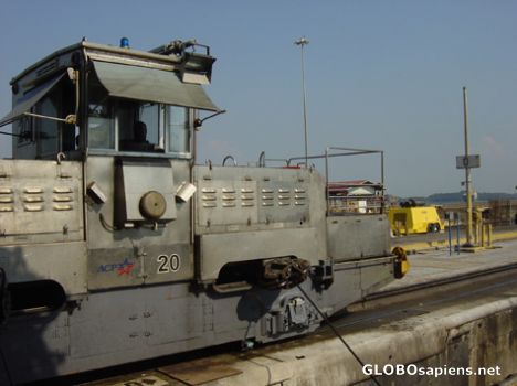 Postcard Gatun Locks Locomotive