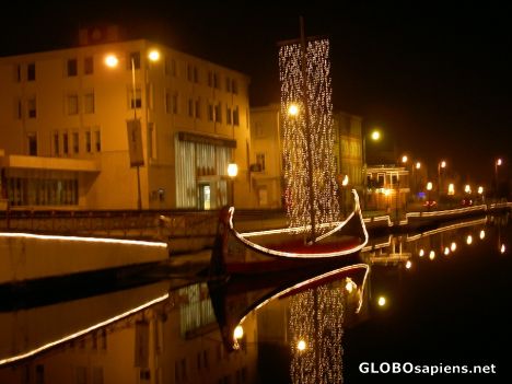 Postcard Aveiro at night during Christmas time