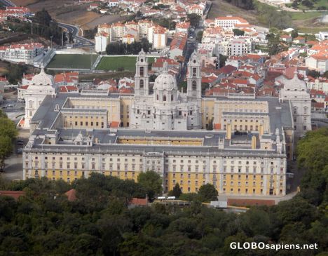Mafra National Palace. Back aereal view.