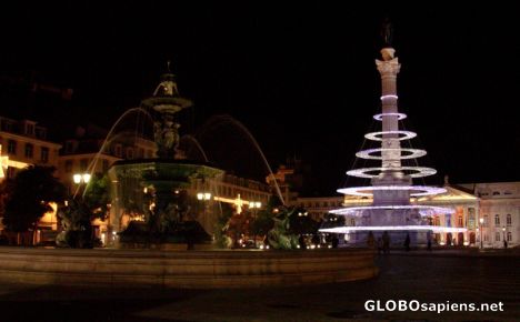 Postcard Praça Pedro IV at night