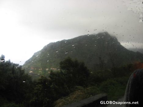 Postcard Penha de Agula - from a wet bus