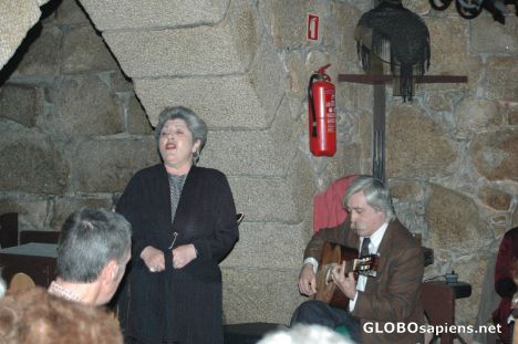 Postcard Singing serious fado