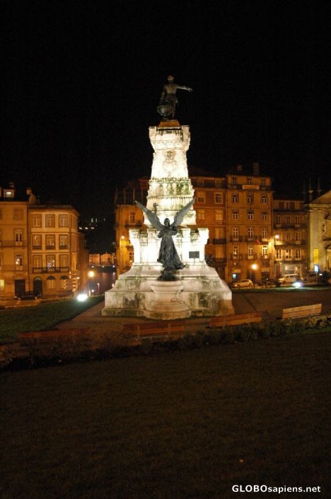 Postcard Enrique the Navigator square in the night