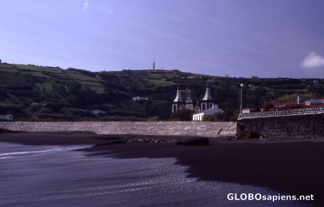 Postcard Faial Island -Black Beach near Praia do Almoxarife