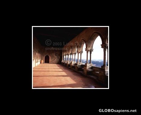 Postcard Balcony of medieval castle in Leiria.