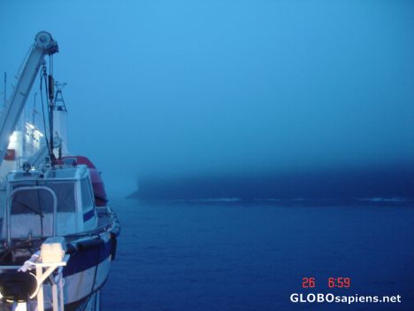 Postcard French Antarctica. No much visibility. Storms