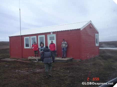 Postcard Barrack in the Antarctica for the tourists