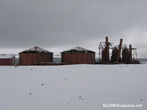 Postcard Future whale factory museum in the Antarctica