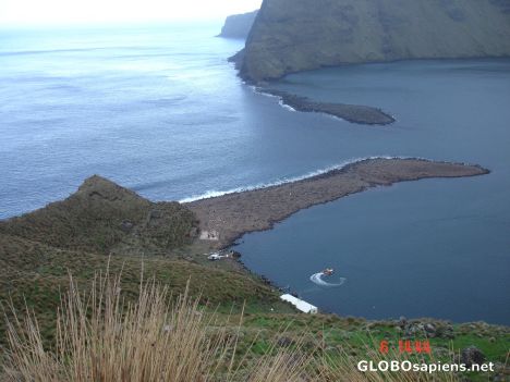 Postcard Entrance to the crater in Saint Paul Island