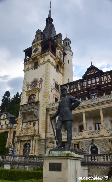 Postcard The King outside Peles Castle