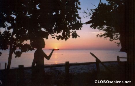 Postcard Me holding the sunset