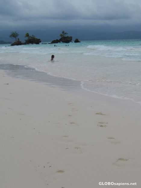 Postcard Footprints in the fine white sands..
